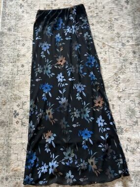 wild fable Black Maxi Skirt with Blue and Brown Floral Print